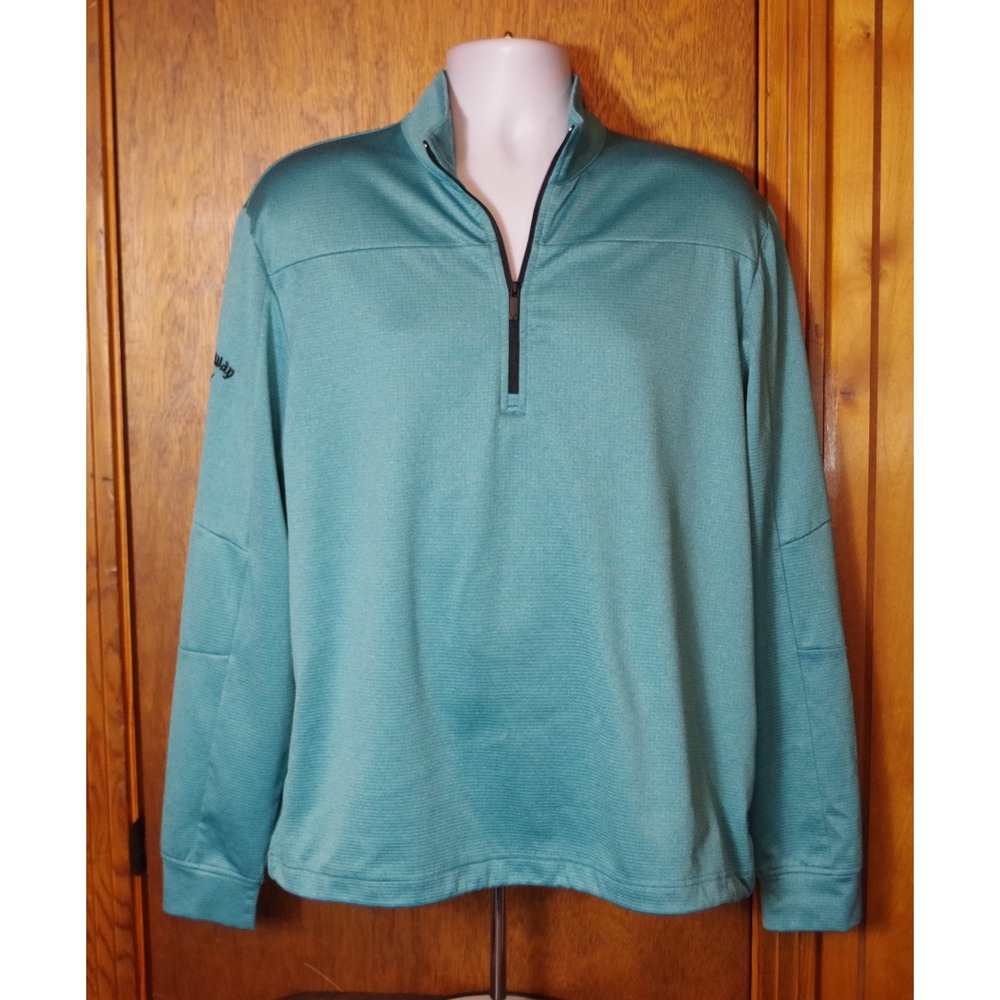 Callaway Weather Series Mens Medium Teal Heather Quarter Zip Golf Pullover